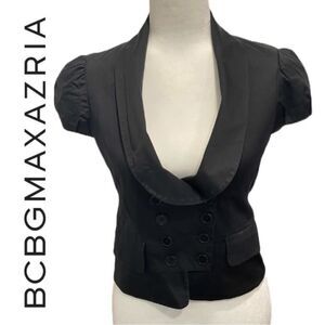 BCBGMaxAzria Women’s Black Short Sleeve Top‎ Vest - Size S